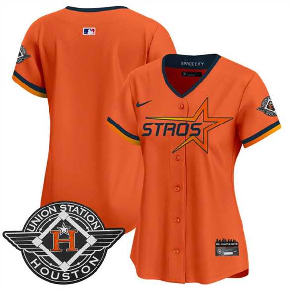 Women%27s Houston Astros Blank Orange 2025 City Connect Limited Stitched Jersey Dzhi